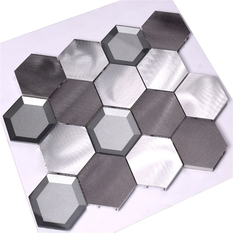 Aluminiu Metal amestec Glass Glass Hexagon Mosaic Placi pentru Bucătărie Wall Backsplash