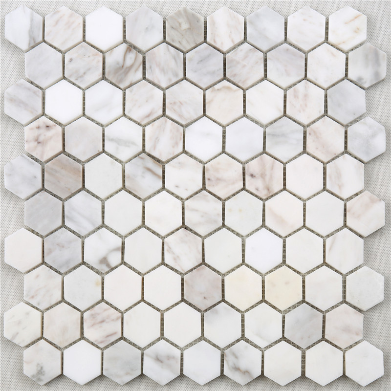 SDL40 White Carrara Hexagon Marmură Mozaic Gresie Medalion pentru baie Bucătărie Gresie