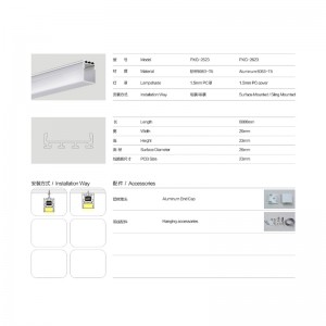 Suspensie / clemă Carcasă luminoasă cu LED liniar, aluminiu, acoperă mată, accesorii, accesorii