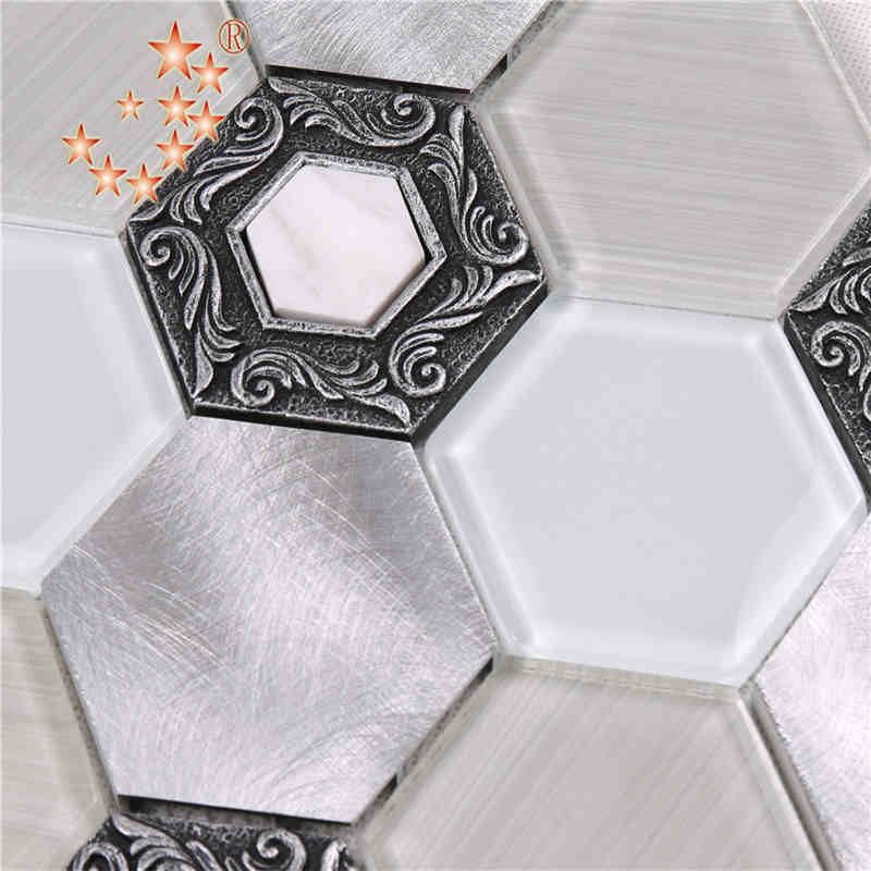 Aluminiu lucios Premium Tigla hexagon decorativ alb decor de sticlă perete Restaurant mozaic