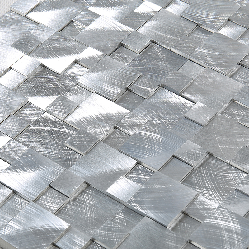 Covor hotel de perete decorativ pătrat de mozaic din metal din aluminiu pătrat 3D