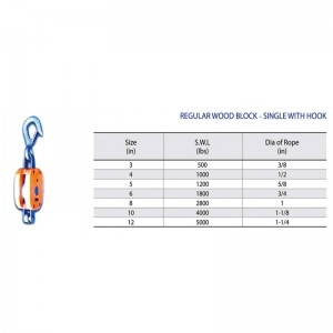 Bloc din lemn obișnuit cu cârlig