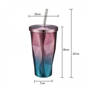 Cana de călătorie 16oz | Cupe din oțel inoxidabil Cupa izolată cu balon Cupă de gheață mașină Cupa de ceai cu paiete sticlă de băut