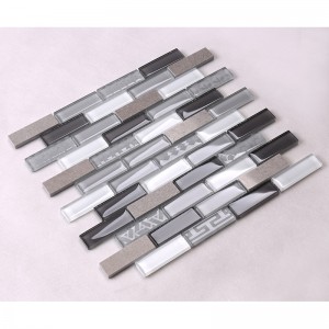 Design modern Sticlă gri sticlă Amestec de marmură și piatră Mozaic decorare Pereți Tile Splash Spate