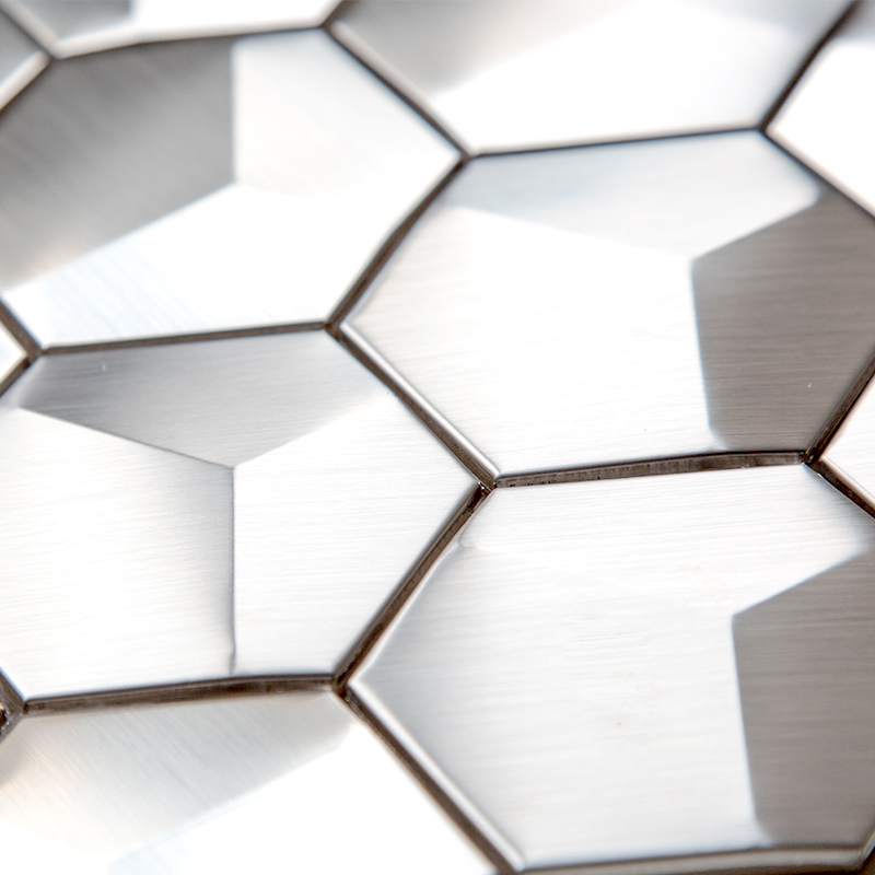 Placi din oțel inoxidabil subțire mozaicuri din metal mat hexagon pentru backsplash de bucătărie