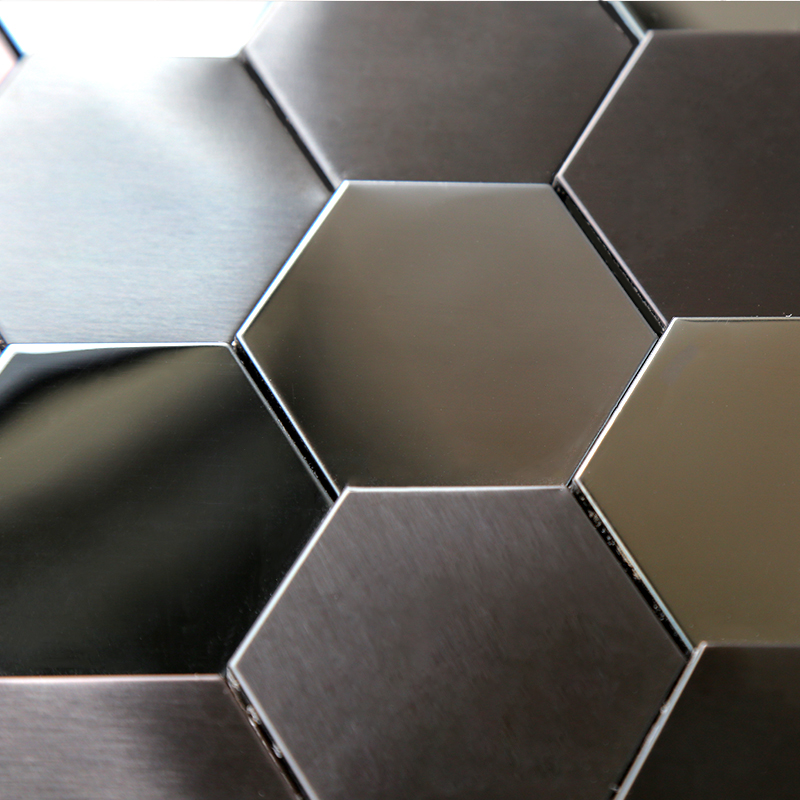 Placi de mozaic 3D negre Hexagon Metal din oțel inoxidabil Mozaic bucătărie baie Backsplash gresie