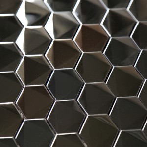 Placi de mozaic din oțel inoxidabil, bucătărie neagră hexagonală pentru baie neagră