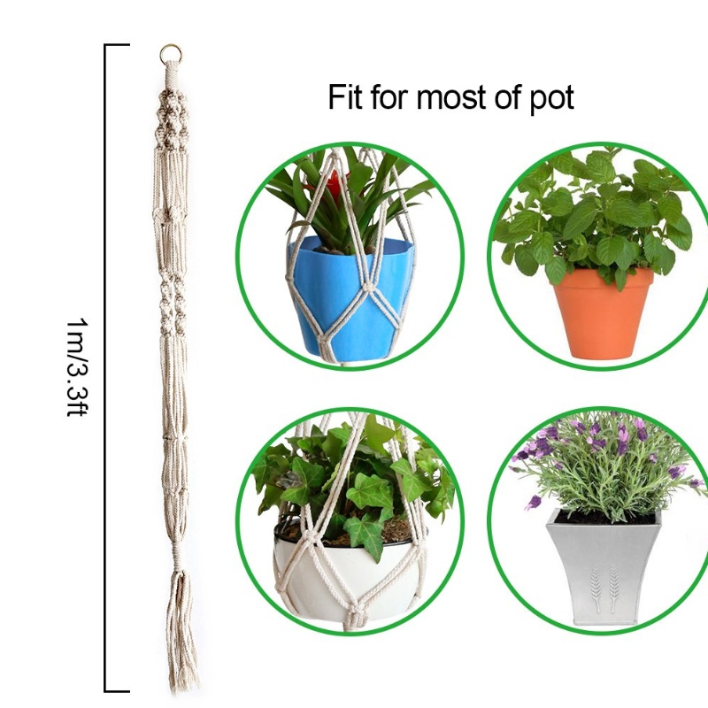 Cuier de plante din bumbac realizat manual pentru ghivece rotunde și pătrate (Pot nu este inclus)