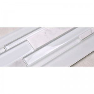 HSD131 Vânzare fierbinte Cel mai recent design alb Carrara Marmură din sticlă mixtă Mosaic Bucătărie Backsplash Placă de metrou