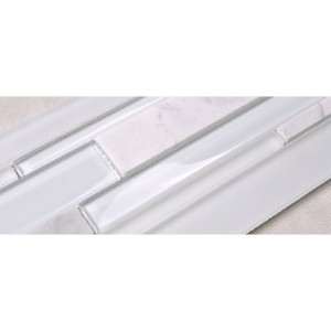 HSD131 Vânzare fierbinte Cel mai recent design alb Carrara Marmură din sticlă mixtă Mosaic Bucătărie Backsplash Placă de metrou