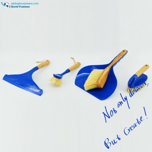 Perii de curățare a mânerelor din bambus Akbrand, menaj 4in1, în culoarea albastru profund