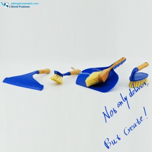 Perii de curățare a mânerelor din bambus Akbrand, menaj 4in1, în culoarea albastru profund