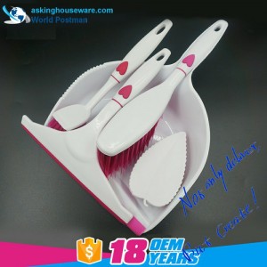 Akbrand cu decorare în formă de inimă Perie de praf Broom Window Squeegee Perie de vase Perie de spălare 4in1 Set de instrumente de curățare