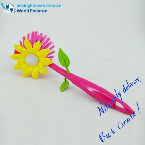 Peria de curățare a vasei de culoare roz Akbrand, cu decor de floarea soarelui