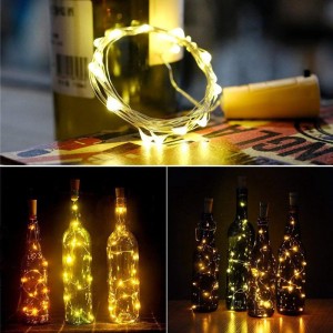 Lumini de plută de vânzare fierbinte pentru sticla de vin, lumini de sticlă de vin 6.5ft 20 LED-uri Lumini de șir de plută de vin pentru Târgul de sticlă Mason