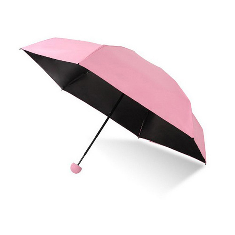 Umbrella 2019 6 Panouri Mini 5 ori umbrele negru Acoperit anti-uv Umbrelă capsulă roz