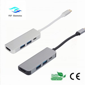 USB tip c / HDMI femelă + 2 * USB3.0 Femelă + SD + TF Cod convertor: FEF-USBIC-022