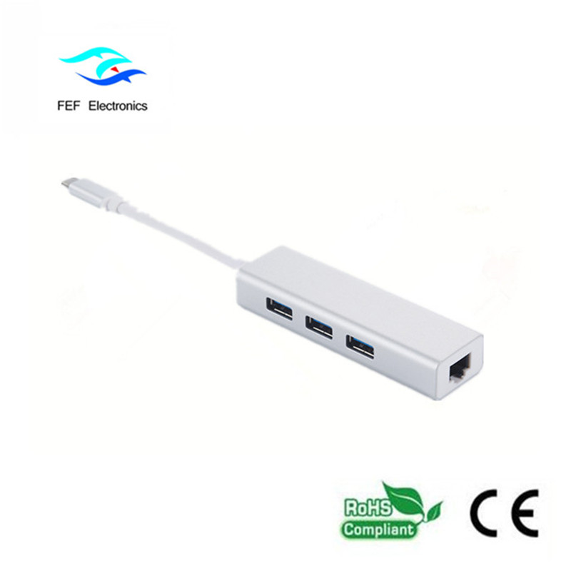 USB 3.1 tip c la RG45 Gigabit Ethernet + 3 * USB2.0 femelă ABS carcasă Cod: FEF-USBIC-016