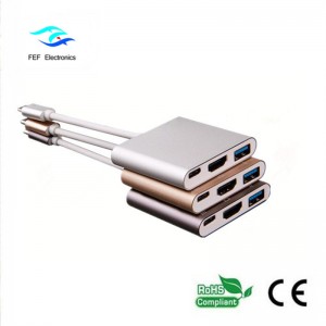 USB tip c la usb3.0 femelă + HDMI femelă + PD convertor carcasă metalică FEF-USBIC-005A