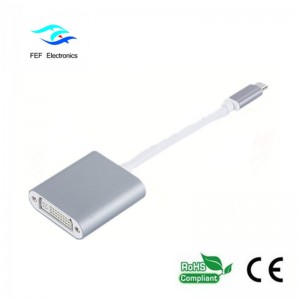 USB TYPE-C to DVI convertor feminin carcasă ABS Cod: FEF-USBIC-003
