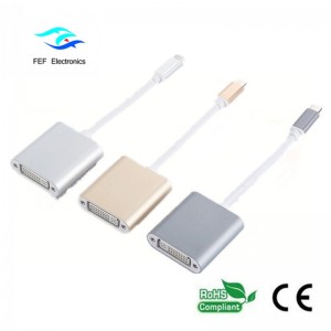 USB TYPE-C to DVI convertor feminin carcasă ABS Cod: FEF-USBIC-003