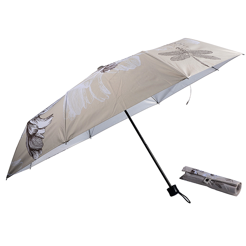 Umbrelă promoțională cu logo print cu umbrelă de 3 ori cu acoperire argintie
