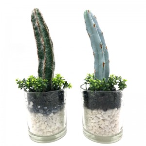 Cactus artificial în ghiveci de sticlă decorativi Faux decorațiuni cu suc pentru casă sau birou