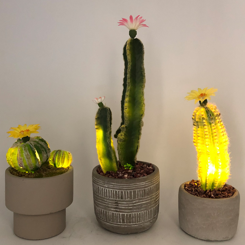 Cactus artificial LED în ghiveci decorativi faux decorare succulentă