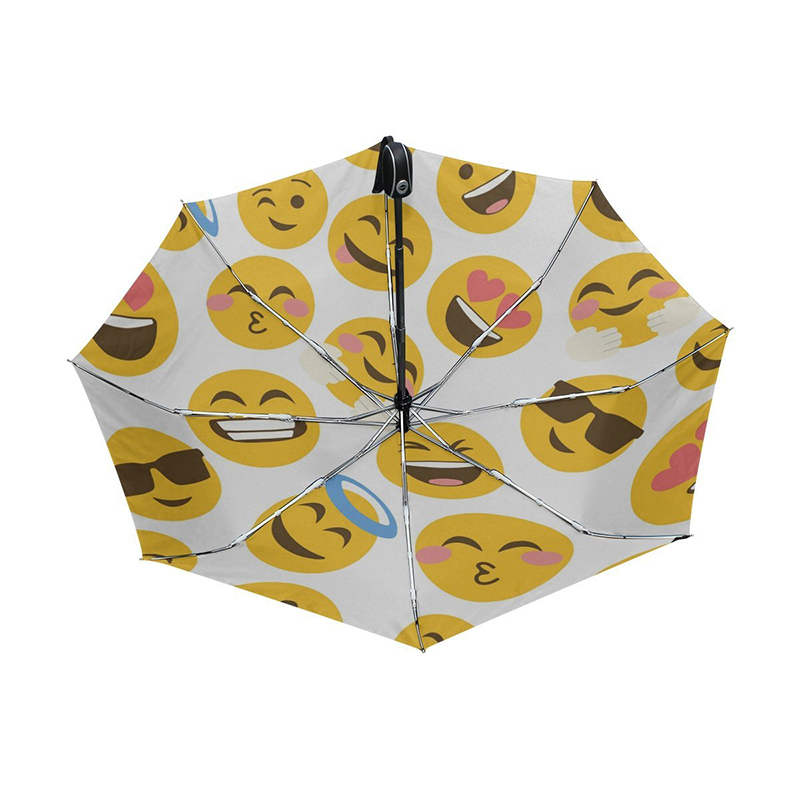 Tipărire personalizată ieftină minunată Emoji umbrelă automată completă 3 pliere