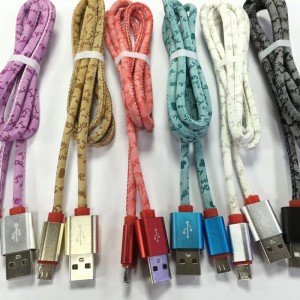 PU din litere majuscule Încărcare rapidă rotundă din aluminiu Carcasă USB din cablu pentru micro USB, tip C, iPhone fulger încărcare și sincronizare