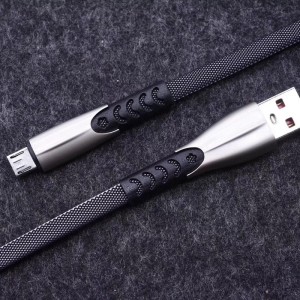2 metri 1.8A împletitură încărcătură rapidă din aliaj de zinc cu carcasă plată fără încordare Flex flexibil pentru îndoirea cablului de date USB pentru micro USB, tip C, încărcarea fulgerului și sincronizarea iPhone