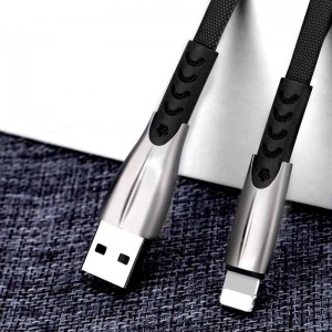 3.8A împletitură de încărcare rapidă din aliaj de zinc cu carcasă plată, flexibil, fără flexare, îndoirea cablului de date USB pentru micro USB, tip C, încărcarea fulgerului și sincronizarea iPhone