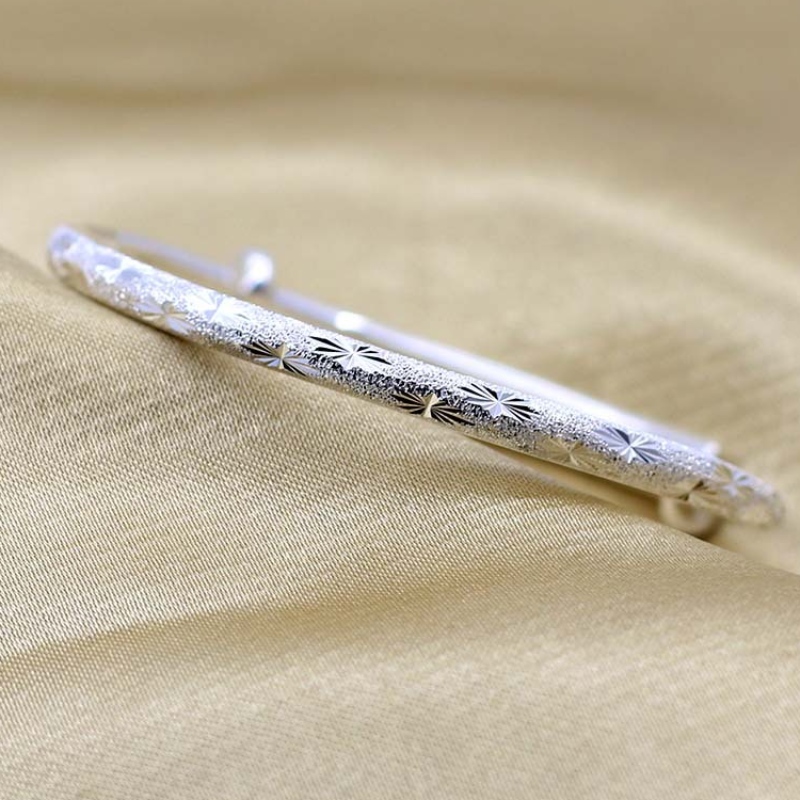 999 Brățară de argint cu stea completă, stil feminin, simplu, rotund, tub rotund, brățat de mână