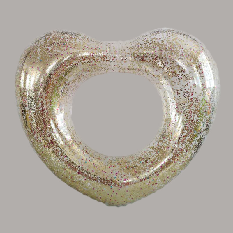 Inel de înot în formă de inimă cu sclipici transparente pentru copii