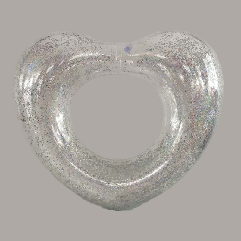 Inel de înot în formă de inimă cu sclipici transparente pentru copii
