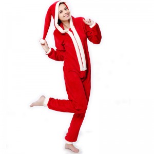Onesie costum de Crăciun cu glugă pentru femei cu coarne de dama