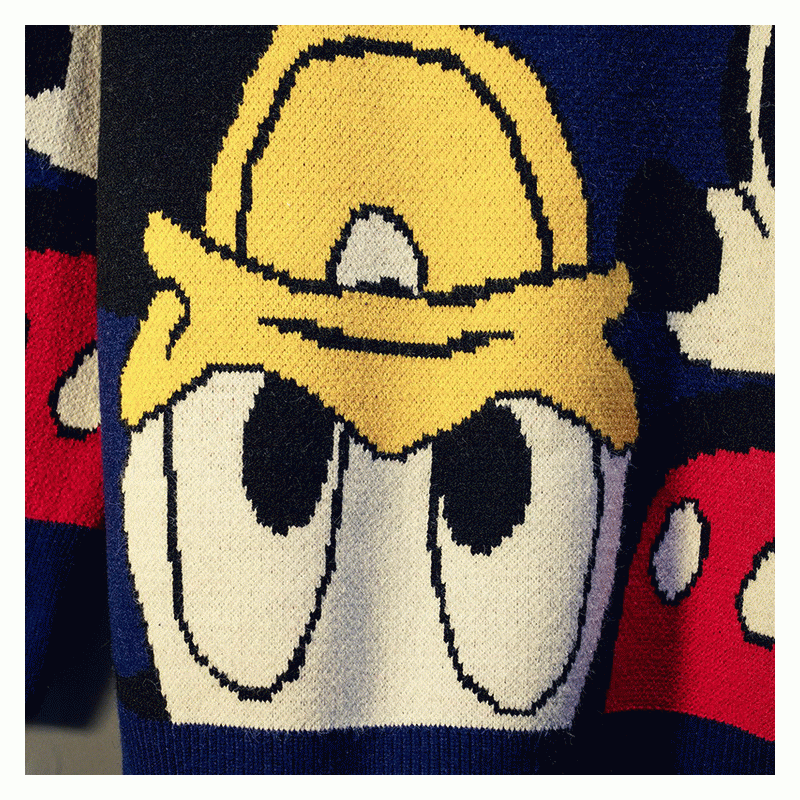 Pulover lung de dragoste Donald Duck, model de desene animate, jacquard, gros, de pulover pentru femei