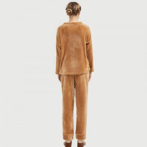 Femei Set de pijamale din broderie din ursul de flanșă pentru femei