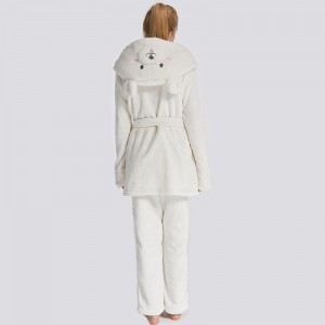 Femei Set de pijamale din ursulet cu broderie din flanșă pentru femei