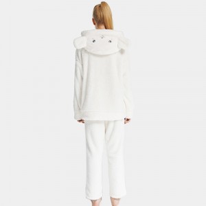 Femei Set de pijamale cu broderie din fleece, snuggle