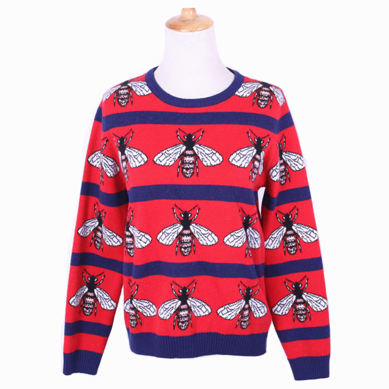 Personalizate OEM Bees Jacquard Pulovere din tricoturi groase pentru femei Pulovere Dongguan Knit Factory