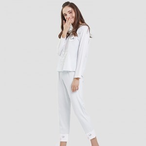 Femei Poziție set de pijamale din bumbac cu bumbac-spandex imprimat