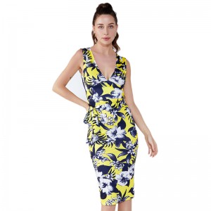 Vara dama poliester din umăr rochii vintage modele imagini imprimeu floral rochii de petrecere rochii de petrecere