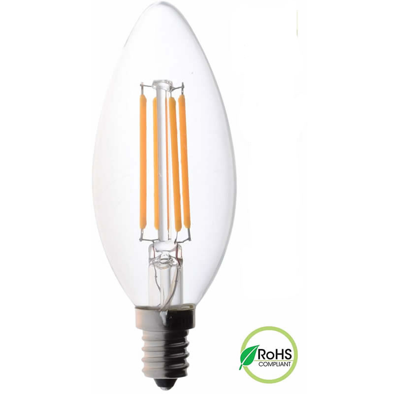 Becuri candelabre cu LED de 60 W, bază medie, becuri cu candelabră, becuri cu LED-uri cu filament limpede 60 W (folosește doar 4,5 wați), becuri cu filament LED C37