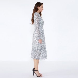 OEM Frock Design cu mânecă lungă Maxi Animal Print Plus Îmbrăcăminte de mărime pentru femei