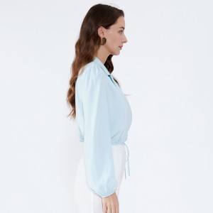 Guler albastru deschis cu șaluri Elegant fashion office Purtați doamne cu mâneci lungi