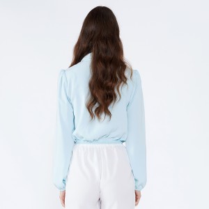 Guler albastru deschis cu șaluri Elegant fashion office Purtați doamne cu mâneci lungi