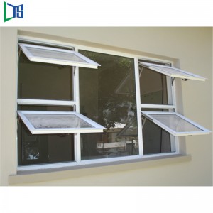 Lanț de profil acoperit cu pulbere de aluminiu Fereastră de copertină din sticlă transparentă cu sticlă comercială din aluminiu glazurat