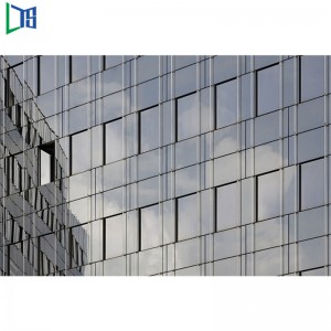 Perete cortină din aluminiu cu rama semia vizibilă cu geam termopan pentru grad comercial