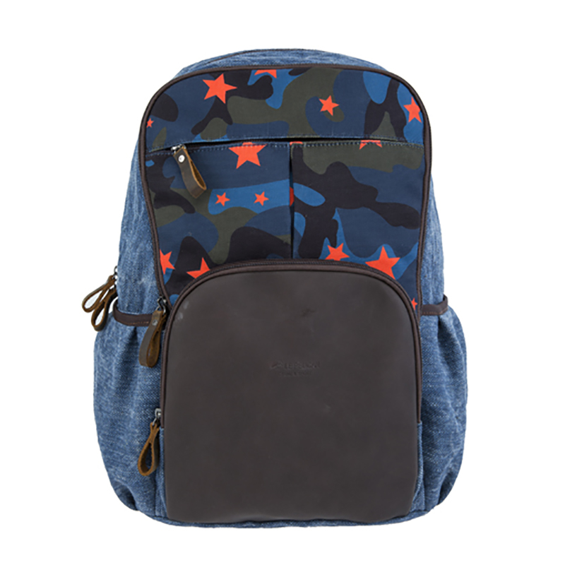 18SC-6940D Vintage Crazy Horse Genucă din piele Camo Rucsac din pânză Rucsac de mână pentru bărbați